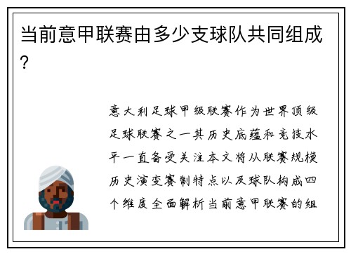 当前意甲联赛由多少支球队共同组成？